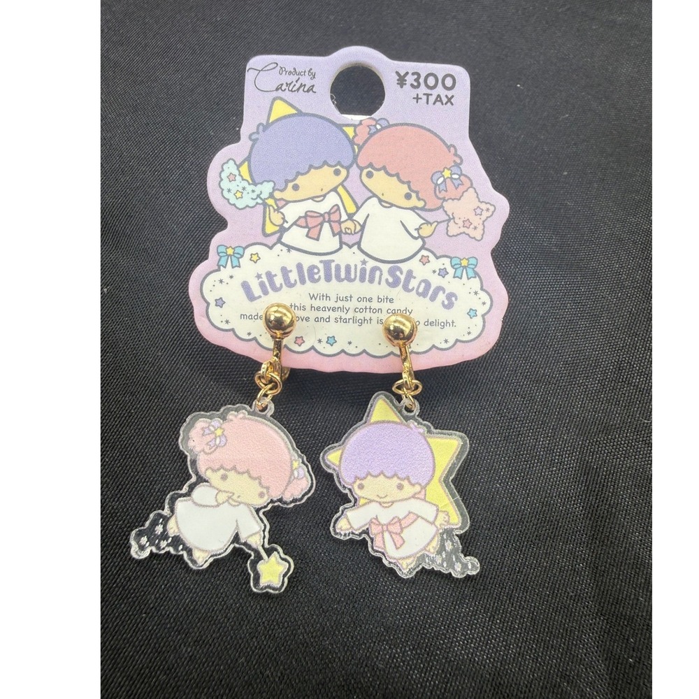 Sanrio Little Twin Stars Kiki Lala Acrylic Pastel Clip On Earrings Japan New